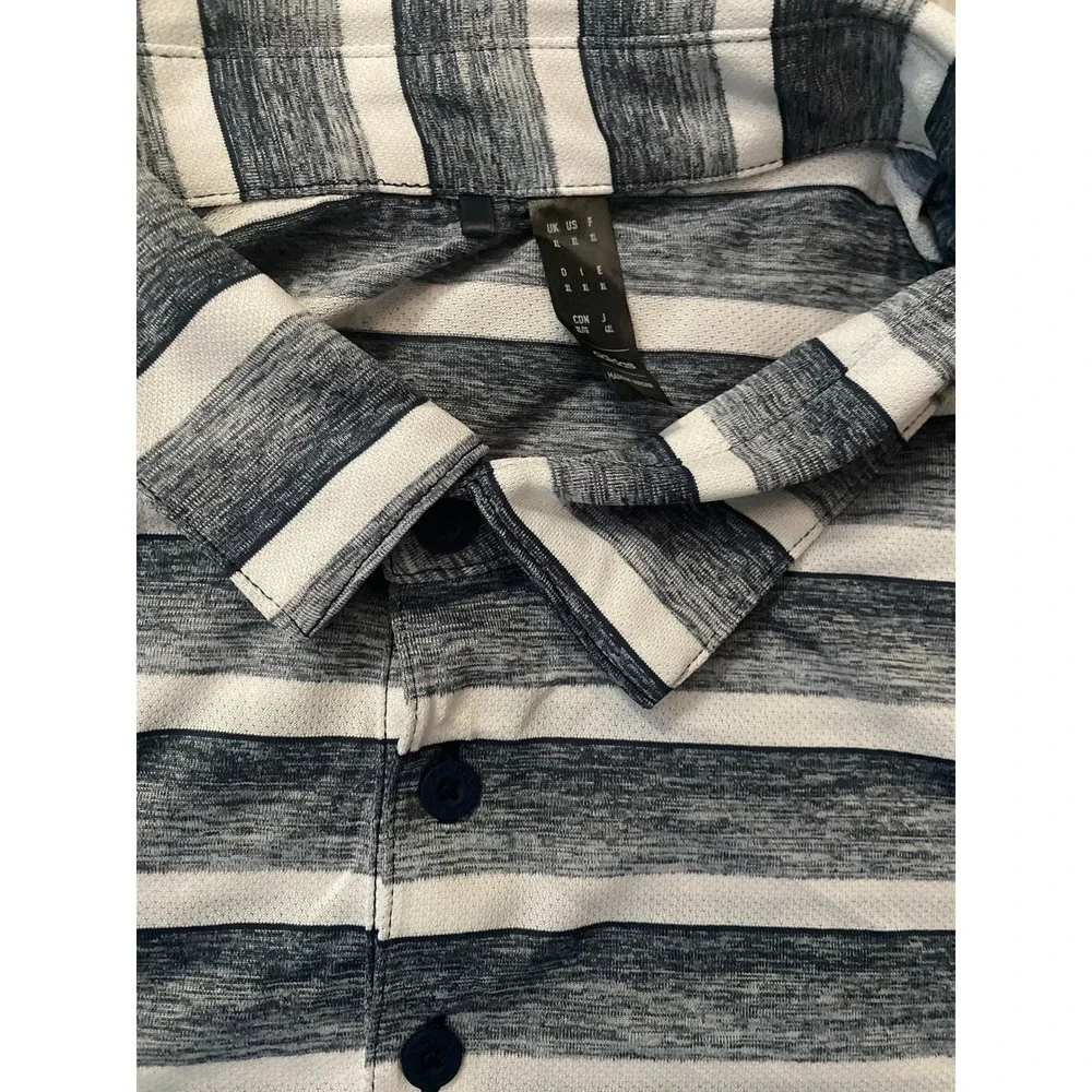 Adidas  Striped‎ Polo Shirt Blue White Logo Size XL